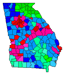 2020 Georgia County Map of Open Primary Election Results for Senator