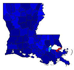 2020 Louisiana County Map of General Election Results for Senator