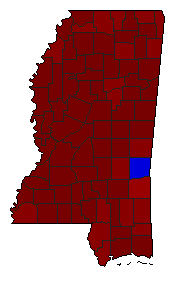 2020 Mississippi County Map of Democratic Primary Election Results for Senator