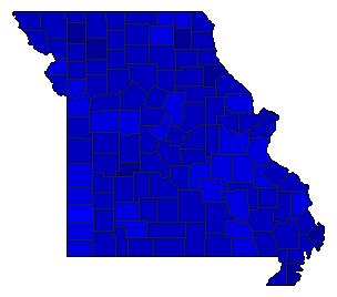 2020 Missouri County Map of Democratic Primary Election Results for President