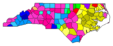 2020 North Carolina County Map of Democratic Primary Election Results for Lt. Governor
