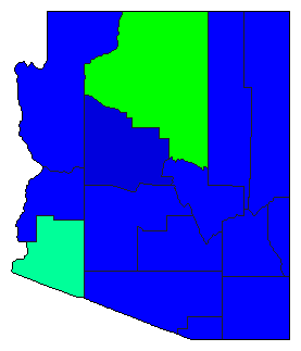 2020 Arizona County Map of Democratic Primary Election Results for President