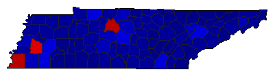 2020 Tennessee County Map of General Election Results for President