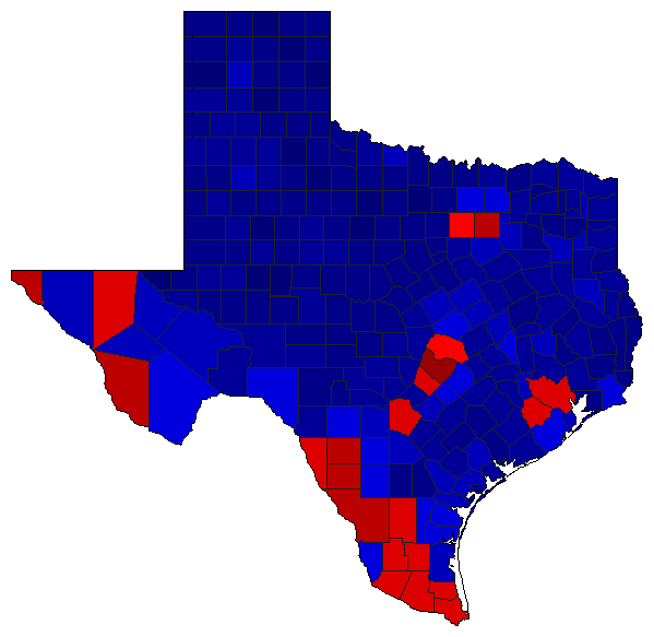 2020 Texas County Map of General Election Results for President