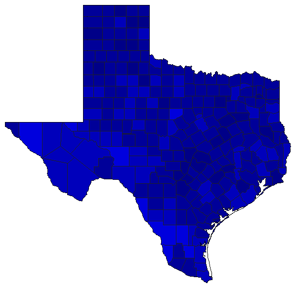 2020 Texas County Map of Republican Primary Election Results for Senator