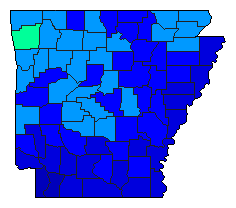 2020 Arkansas County Map of Democratic Primary Election Results for President