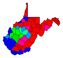 2020 West Virginia County Map of Democratic Primary Election Results for Senator
