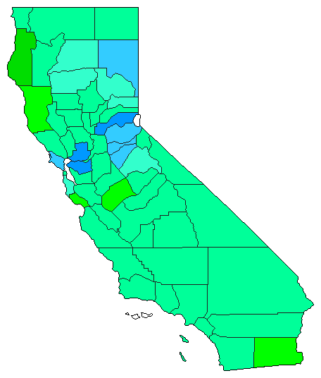 2020 California County Map of Democratic Primary Election Results for President