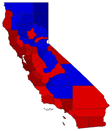 2020 California County Map of Open Runoff Election Results for US Representative