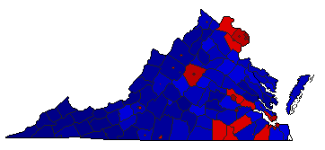 2021 Virginia County Map of General Election Results for Governor