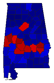 2022 Alabama County Map of General Election Results for Senator