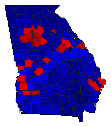 2022 Georgia County Map of General Election Results for Agriculture Commissioner