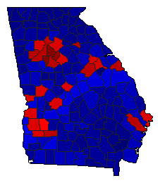 2022 Georgia County Map of General Election Results for Attorney General