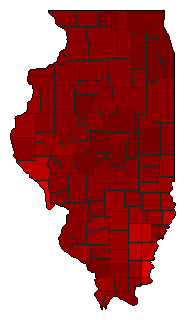 2022 Illinois County Map of Democratic Primary Election Results for Governor