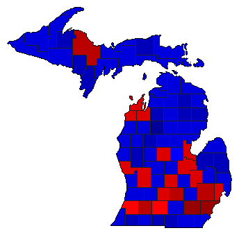 2022 Michigan County Map of General Election Results for Secretary of State