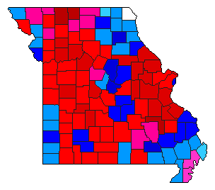 2022 Missouri County Map of Democratic Primary Election Results for Senator