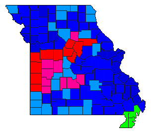 2022 Missouri County Map of Republican Primary Election Results for Senator