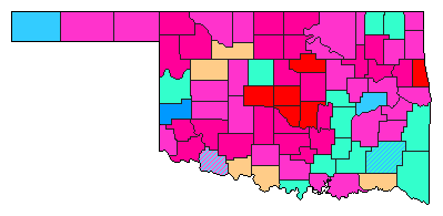 2022 Oklahoma County Map of Democratic Primary Election Results for Senator
