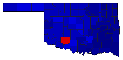 2022 Oklahoma County Map of Republican Runoff Election Results for Senator