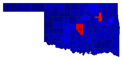 2022 Oklahoma County Map of General Election Results for Governor