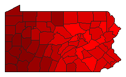2022 Pennsylvania County Map of Democratic Primary Election Results for Lt. Governor