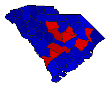 2022 South Carolina County Map of General Election Results for Senator