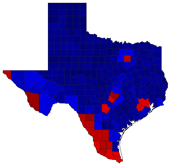 2022 Texas County Map of General Election Results for Agriculture Commissioner
