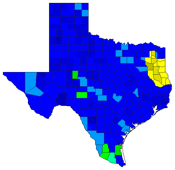 2022 Texas County Map of Republican Primary Election Results for Attorney General