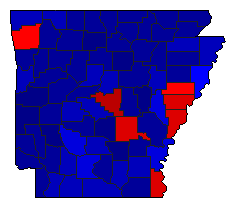 2022 Arkansas County Map of General Election Results for Governor