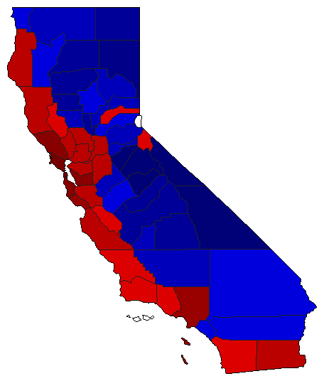 2022 California County Map of Open Runoff Election Results for Referendum