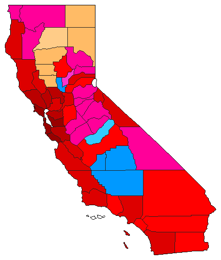 2022 California County Map of Open Primary Election Results for Lt. Governor