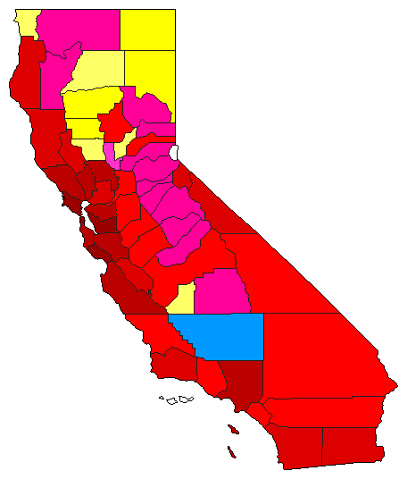 2022 California County Map of Open Primary Election Results for Attorney General