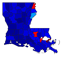 2023 Louisiana County Map of General Election Results for Governor