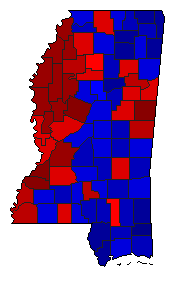2023 Mississippi County Map of General Election Results for Governor