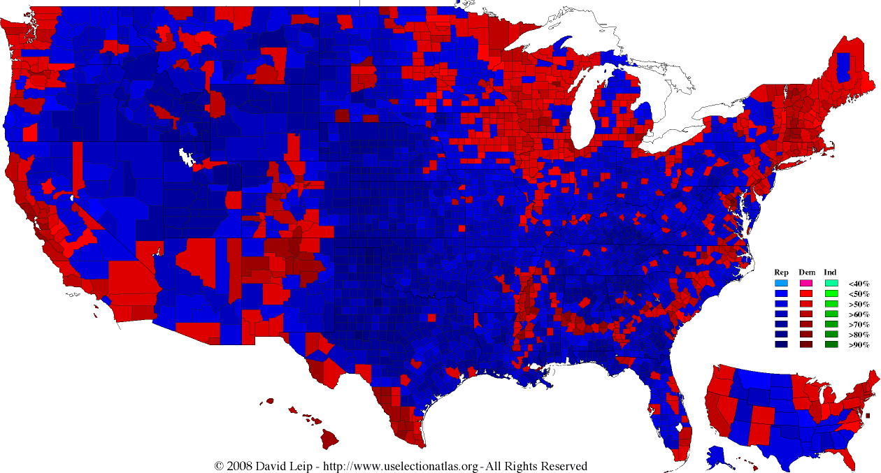 2008 Presidential Election - Election Results by County