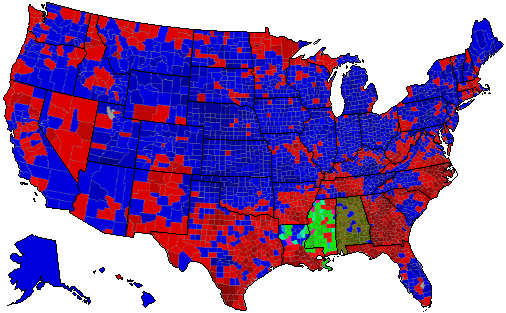 1960 Election Results Map by County