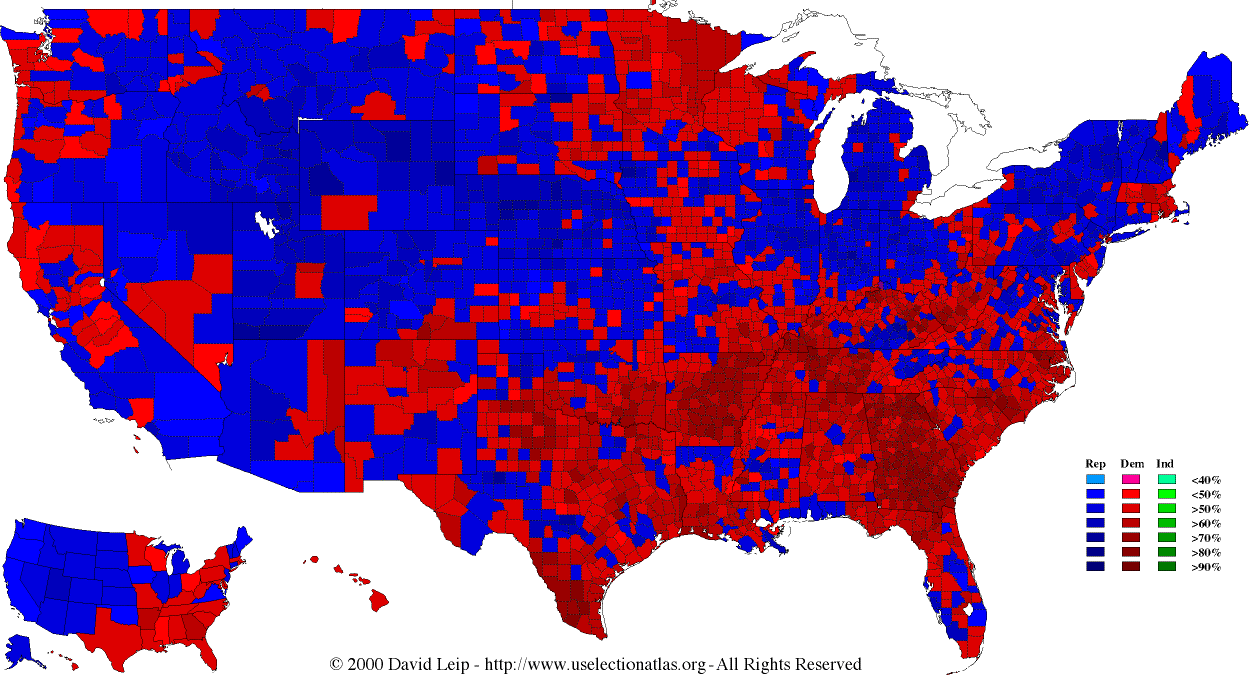 1976 Election Results Map by County