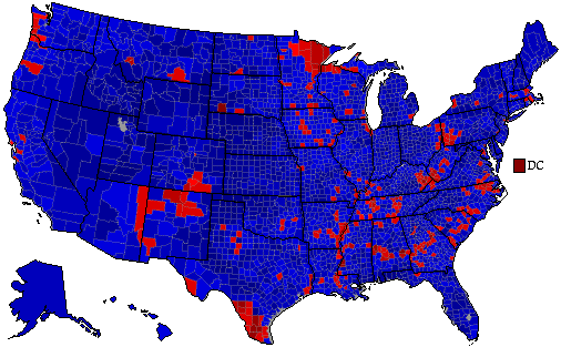 1984 Election Results Map by County