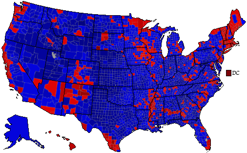 2004 Election Results Map by County