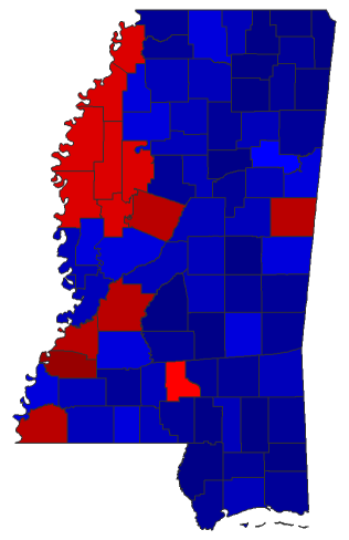 2015 Gubernatorial General Election - Mississippi Election County Map