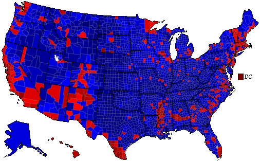 2016 Election Results Map by County