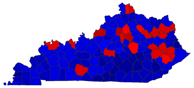 2019 Gubernatorial General Election - Kentucky Election County Map