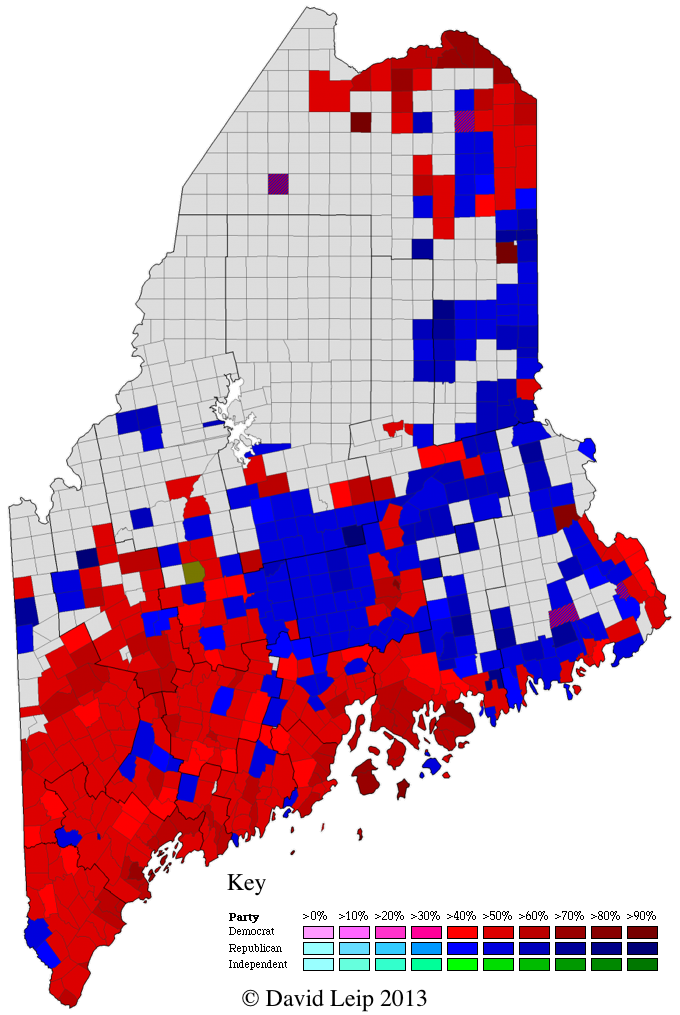 Maine 2012 Presidential Election Results by Town