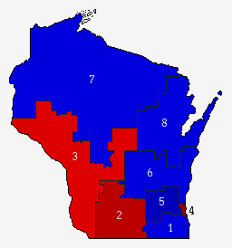 Wisconsin 2012 Presidential Election Map by Congressional District