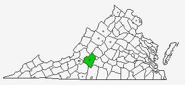 Virginia County Map Highlighting Bedford County and Bedford City